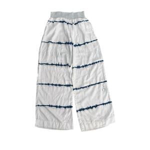 Bella Dahl Women's White Blue Tie Dye Smocked Waist Wide Leg Pants Size Large